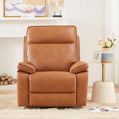 Emma Oversized Leather Power Recliner with USB Port - Caramel