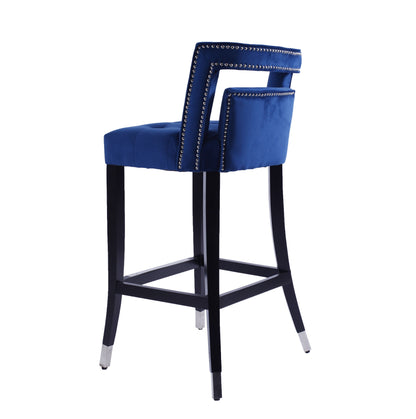 Xavier Suede Velvet Bar Stool - Navy Blue Set of 2