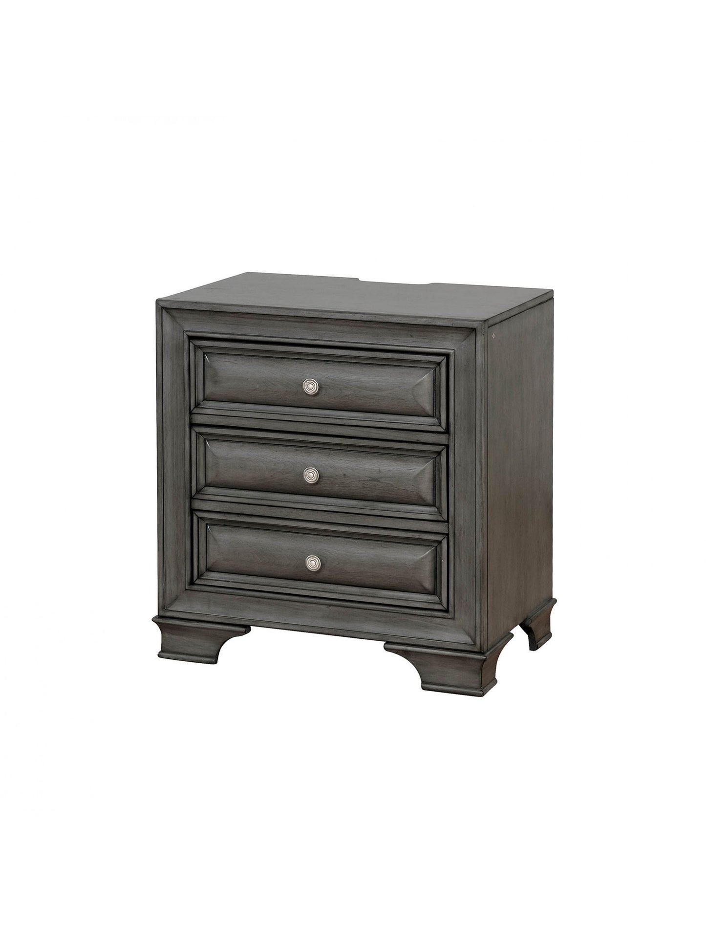 Mira Solid Wood Nightstand With Under Nightlight - Grey