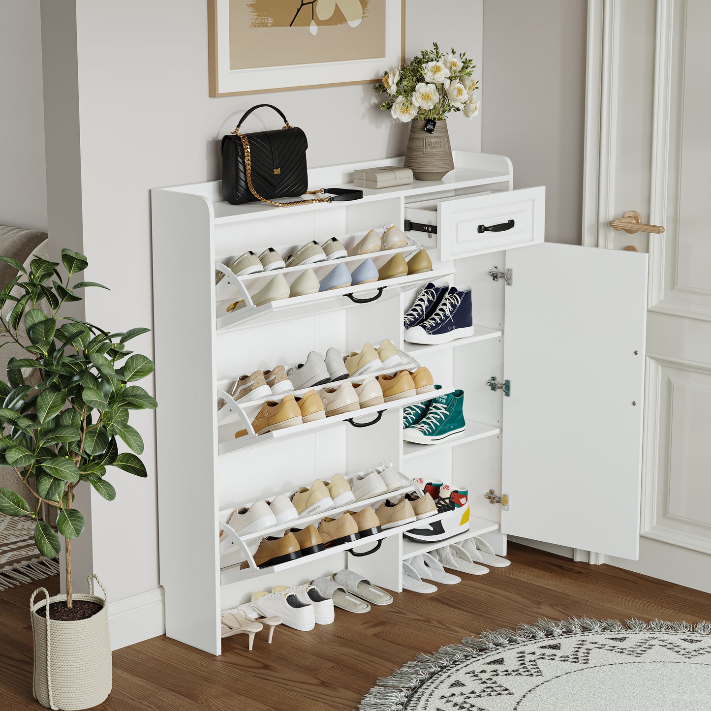 Howard Shoe Storage Cabinet - White