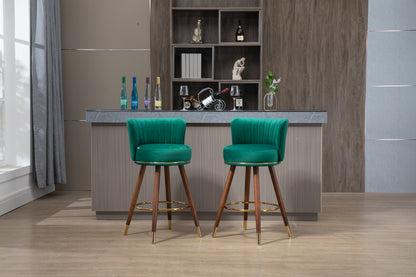 Emily  Bar Stools with Back and Footrest  - Emerald Set of 2