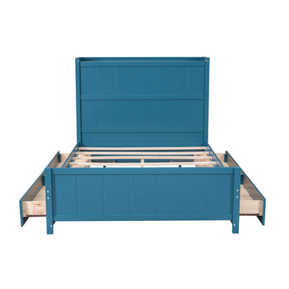 Zeal Full Size Platform Bed w Storage - Blue