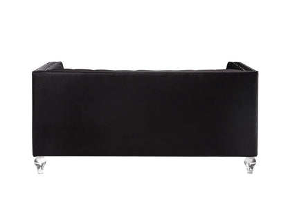 Heibero Velvet Loveseat w/2 Pillows - Black