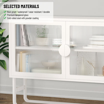 Tempered Glass Cabinet Credenza - White