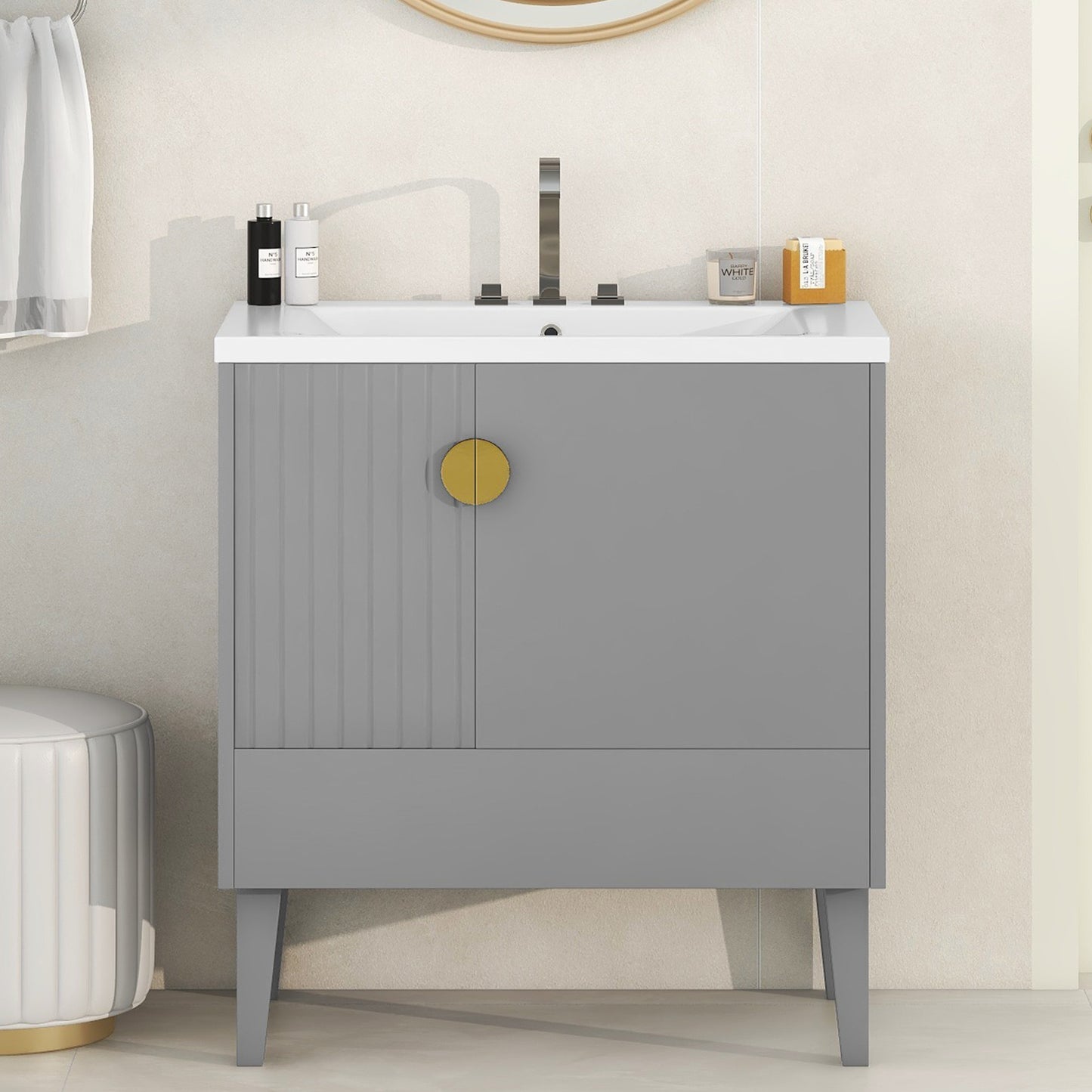 Dot Bathroom Vanity with Sink - Gray