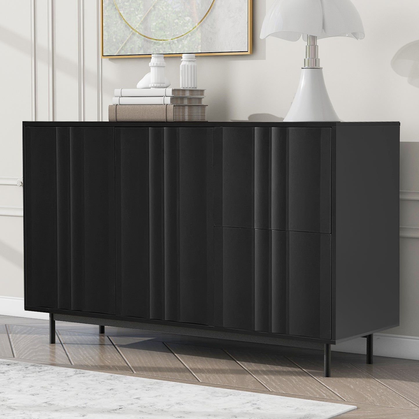 Noza Sideboard Buffet Cabinet - Black