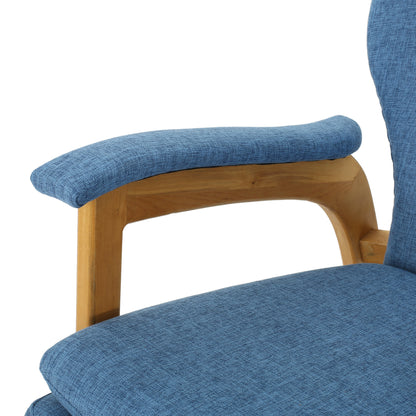 Indo Mid-Century Fabric Rocking Chair - Blue