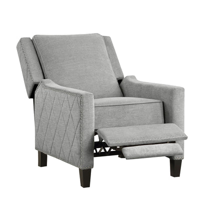 Burch Fabric Upholstered Nailhead Trim Reclining Chair - Gray