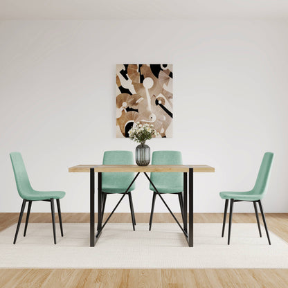 Ona Suedette Dining Chairs with Black Metal Leg (Set of 2) - Light Green