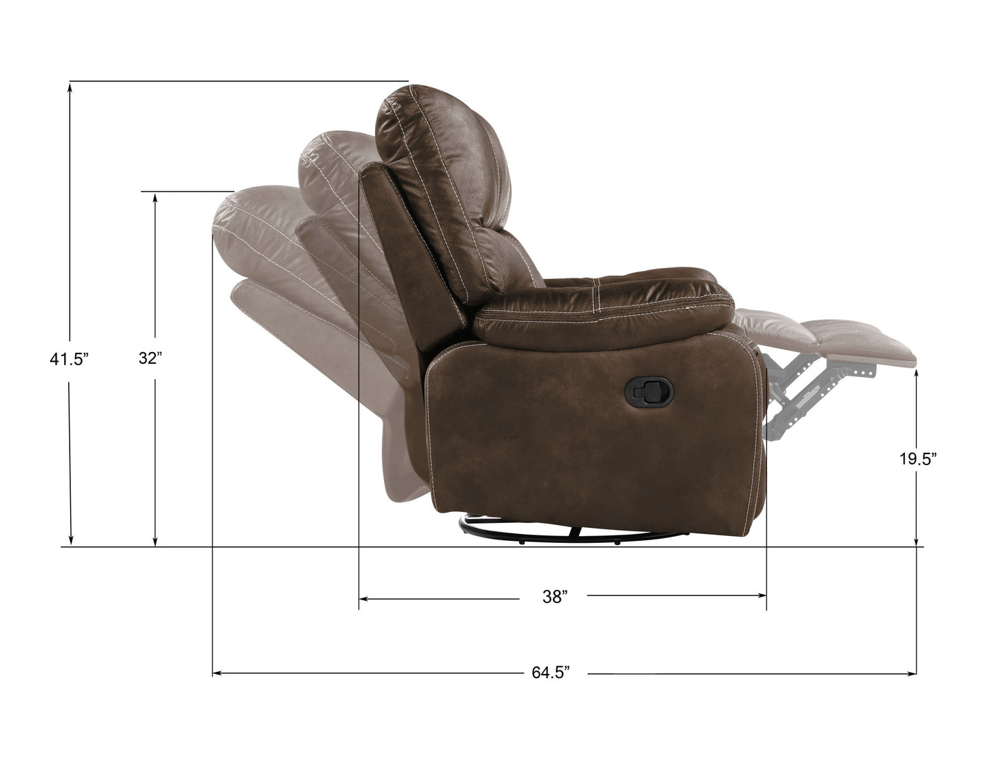 Hooper Swivel Gliding Recliner - Brown