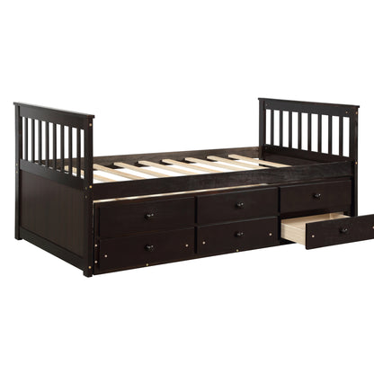 Abby Twin Daybed with Trundle Bed and Storage Drawers - Espresso