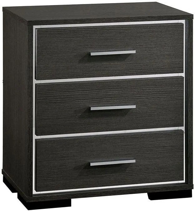 Sleek Solid Wood Nightstand -  Gray