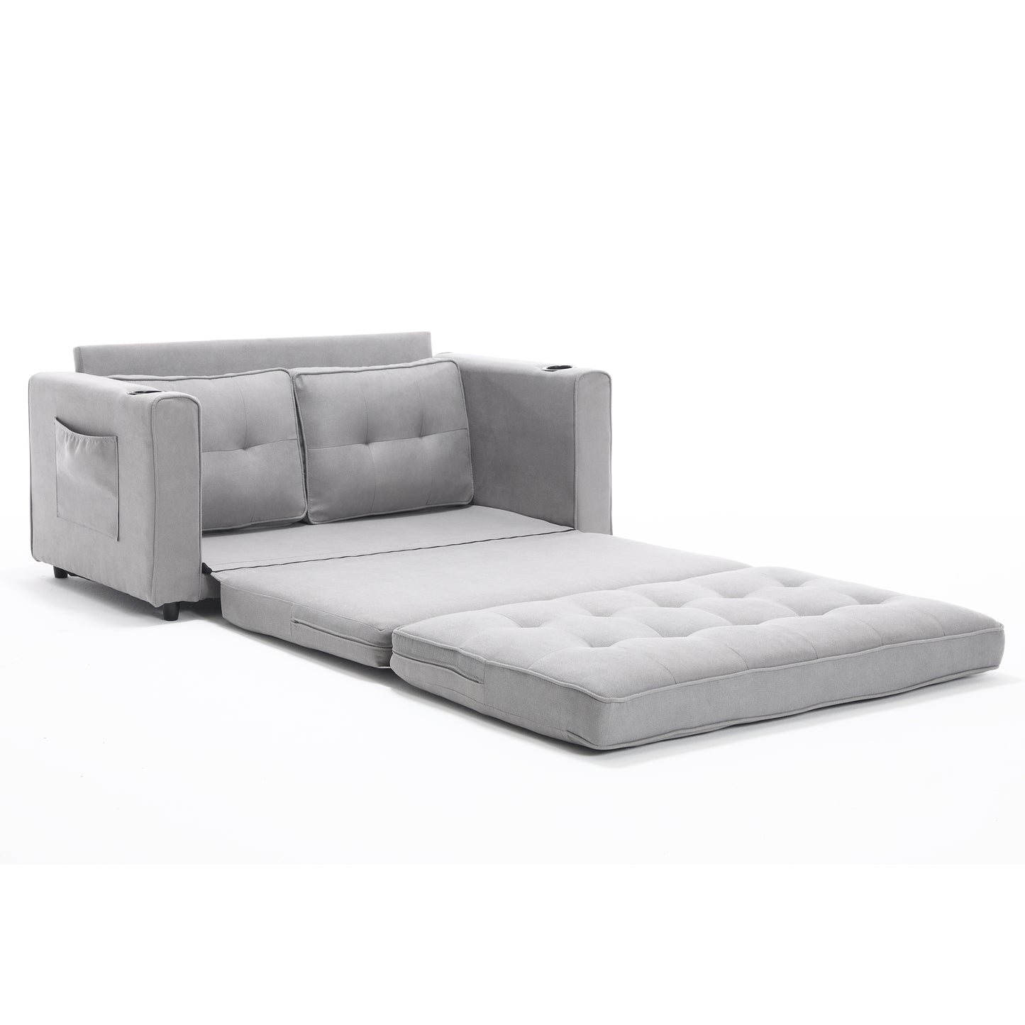 Neo Tufted Loveseat with Pull Out Sleeper - Light Gray