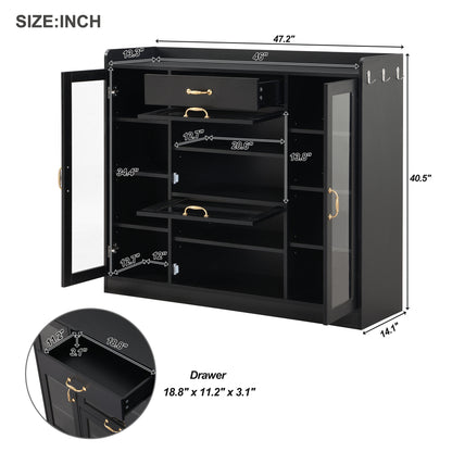 Karo Side Cabinet with 4 Glass Doors - Black