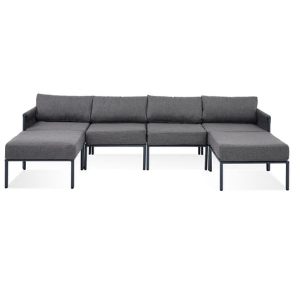 Shana 9 Pc  Aluminum Patio Sectional Sofa Set - Gray