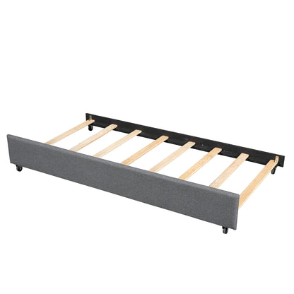 Eira Full Size Upholstered Platform Bed with Trundle - Grey