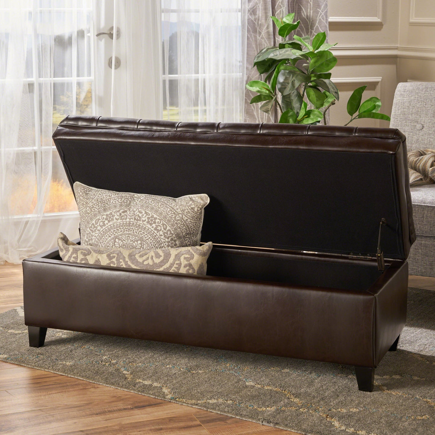 Juliana Storage Ottoman - Brown