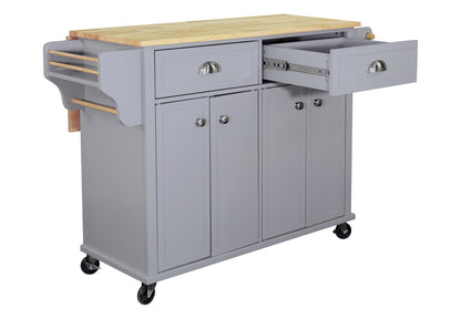 Culinary Wood Top Kitchen Island with Storage - Gray