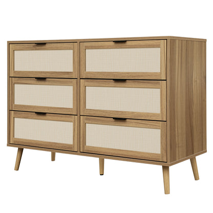 Noi 6 Drawer Dresser Wood Cabinet - Walnut