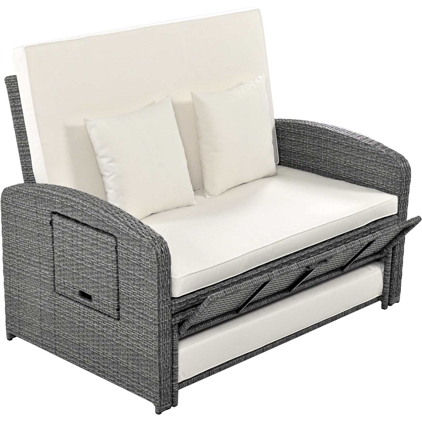 Tula PE Wicker Rattan Double Chaise Lounge - White