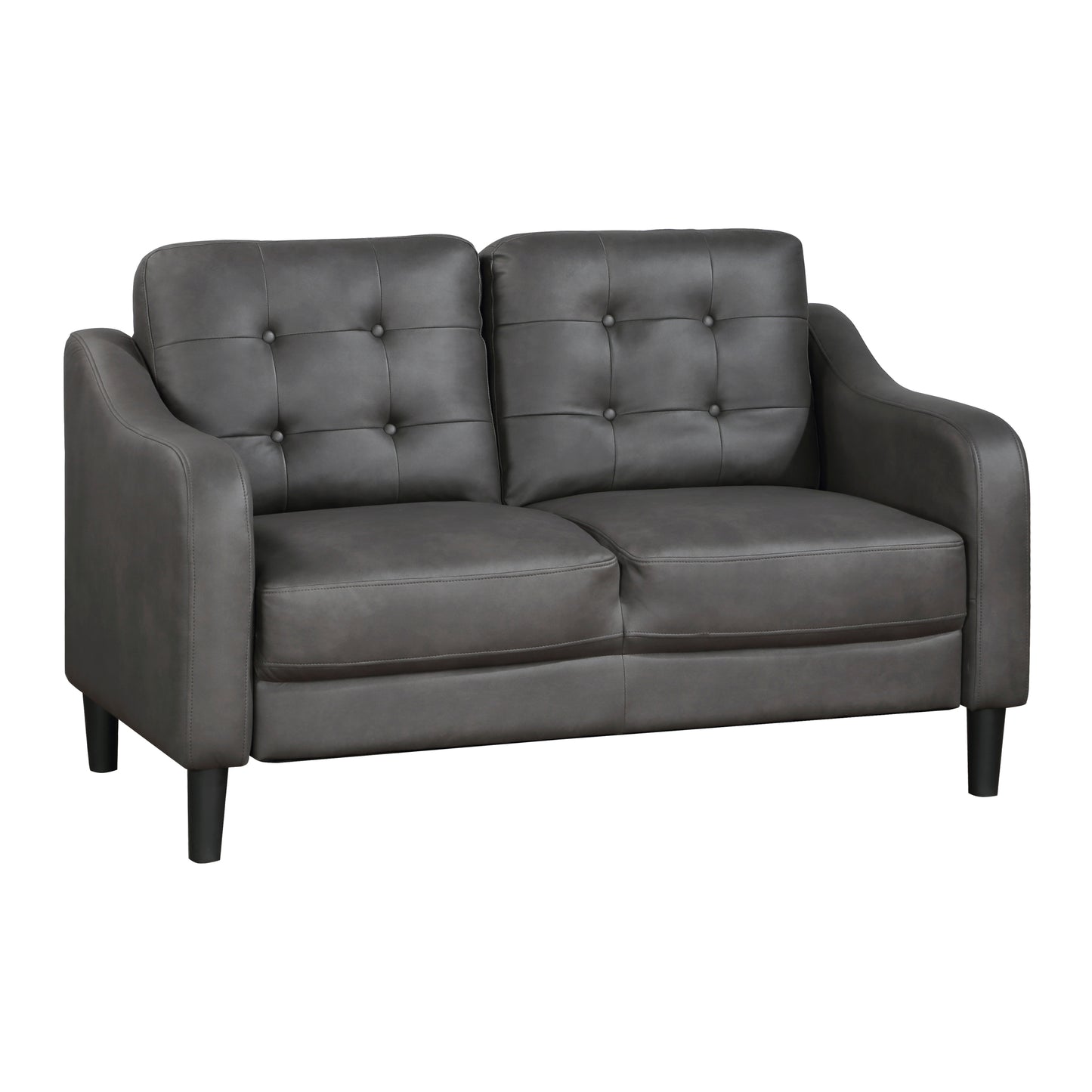 Neo Loveseat Button Tufted Contoured Arms - Gray