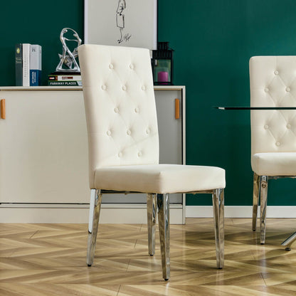 Galvin Velvet Dining Chairs with Metal Legs (Set of 2) - Beige