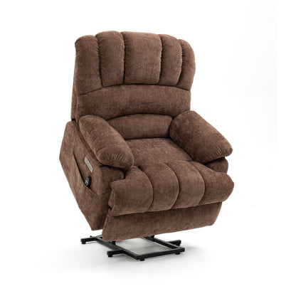 Mia Heat Massage Chenille Power Lift Recliner Chair - Brown