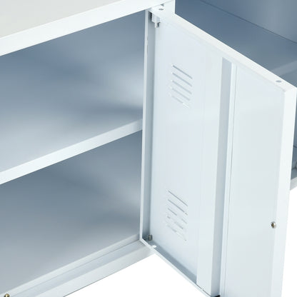 Industrial Metal Side Panel Storage Cabinet - White