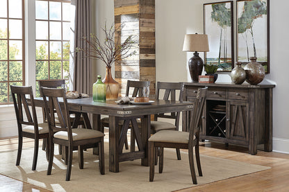 Suma 7pc Set Dining Table with Self-Storing Butterfly Leaf and 6x Side Chairs