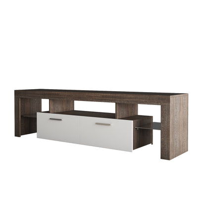 Nova 65 inches TV Stand with LED Lights - Brown+White