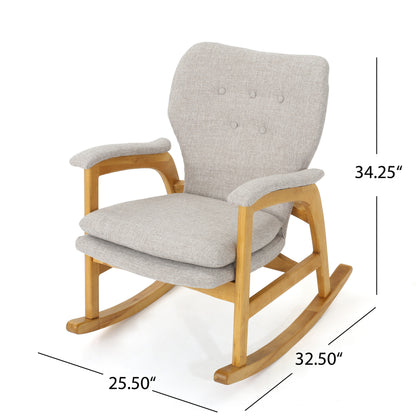 Indo Mid-Century Fabric Rocking Chair - Wheat