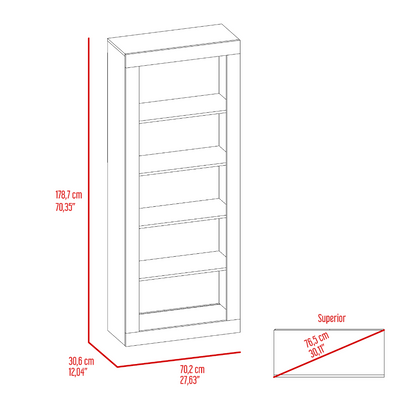 Andina Bookcase 5 Shelves Cabinet - Black