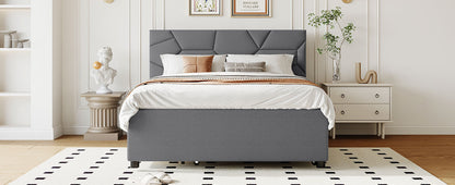 Brick Full Size Platform Bed with 2 drawers and Twin Size Trundle - Gray