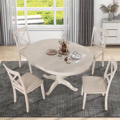 Vivia 5pc Dining Set Round Table 4x side Chairs - White