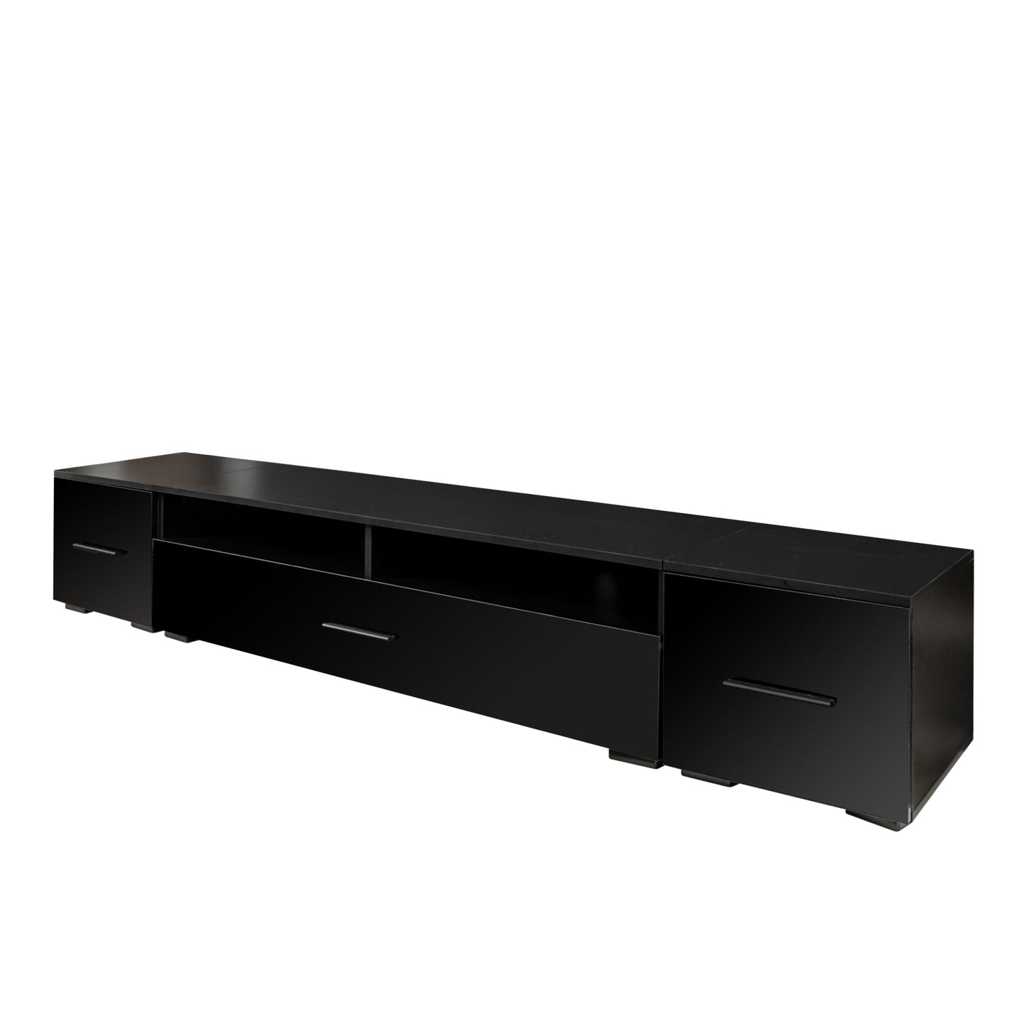 Jig High Gloss Minimalist Style 7 Pieces Floating TV Stand Set - Black