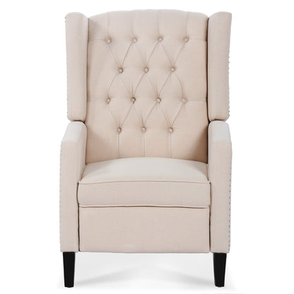 Nix Wide Manual Wing Chair Recliner - Beige