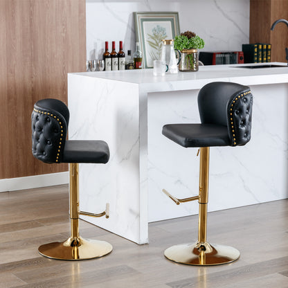 Tufted Swivel Barstools - Black  Set of 2