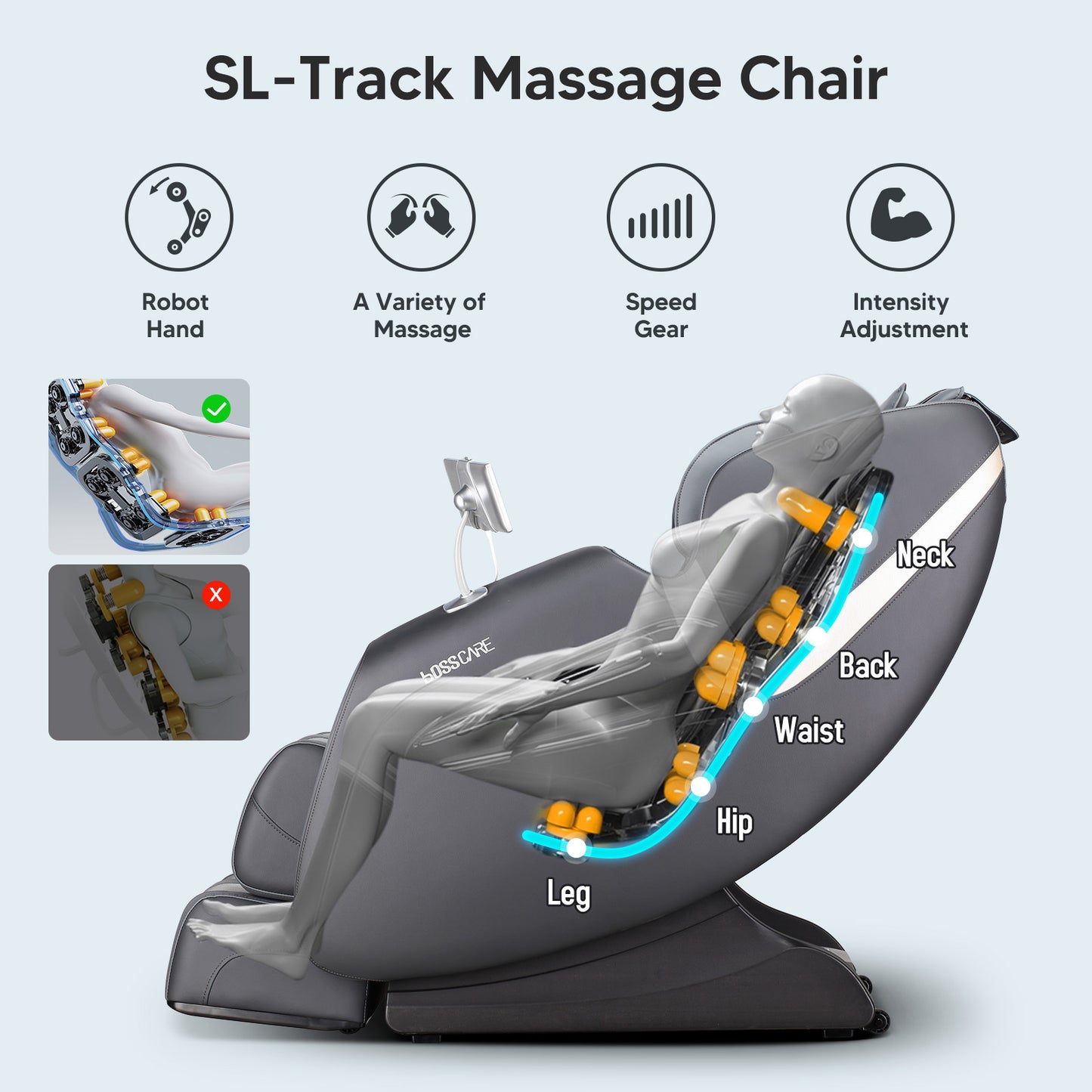 Hahn Massage Full Body Chairs with AI Voice - Gray