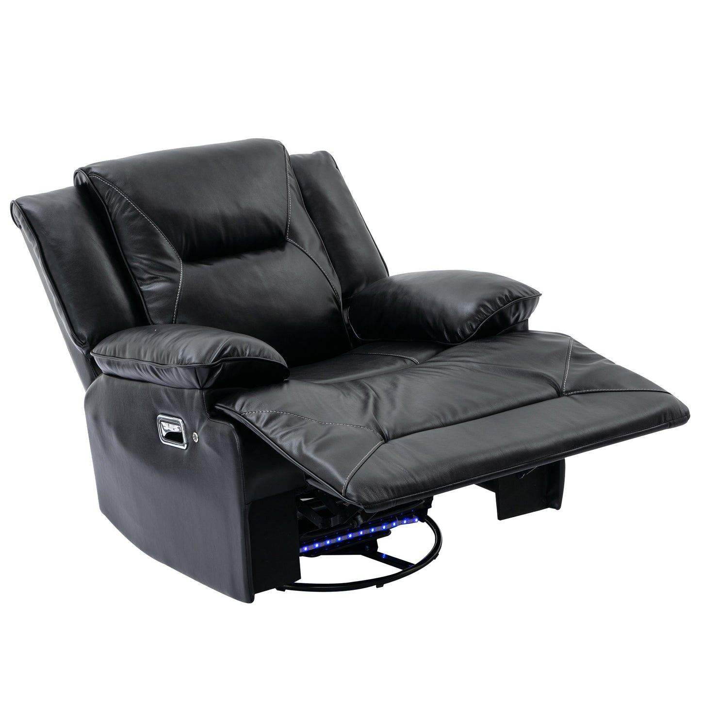 Meyer 360° Swivel and Rocking Manual Recliner Chair with a LED - Black