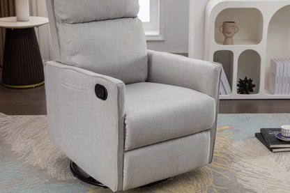 Cotton Linen Fabric Swivel Rocking Chair - Light Gray