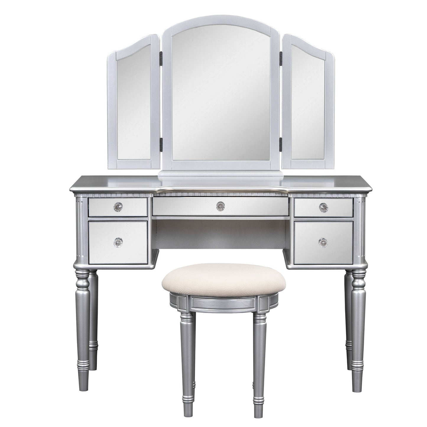 Hannah Makeup Vanity Set for Bedroom - Silver