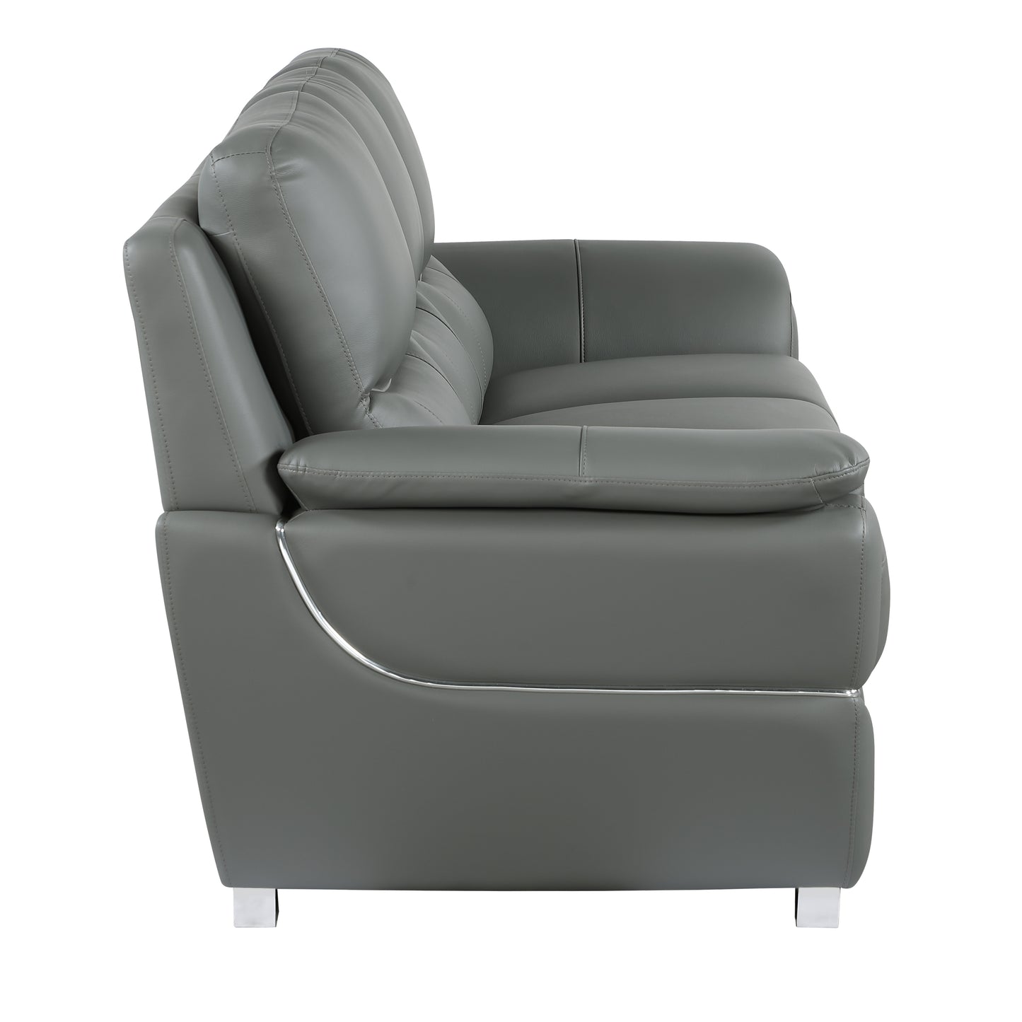 Harvey Genuine Leather Loveseat - Gray