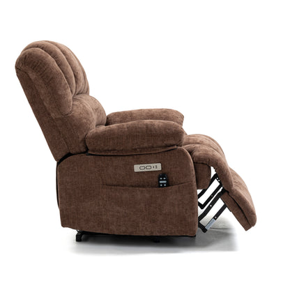 Mia Heat Massage Chenille Power Lift Recliner Chair - Brown