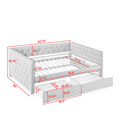 Teza Full Size Daybed with Drawers - Gray