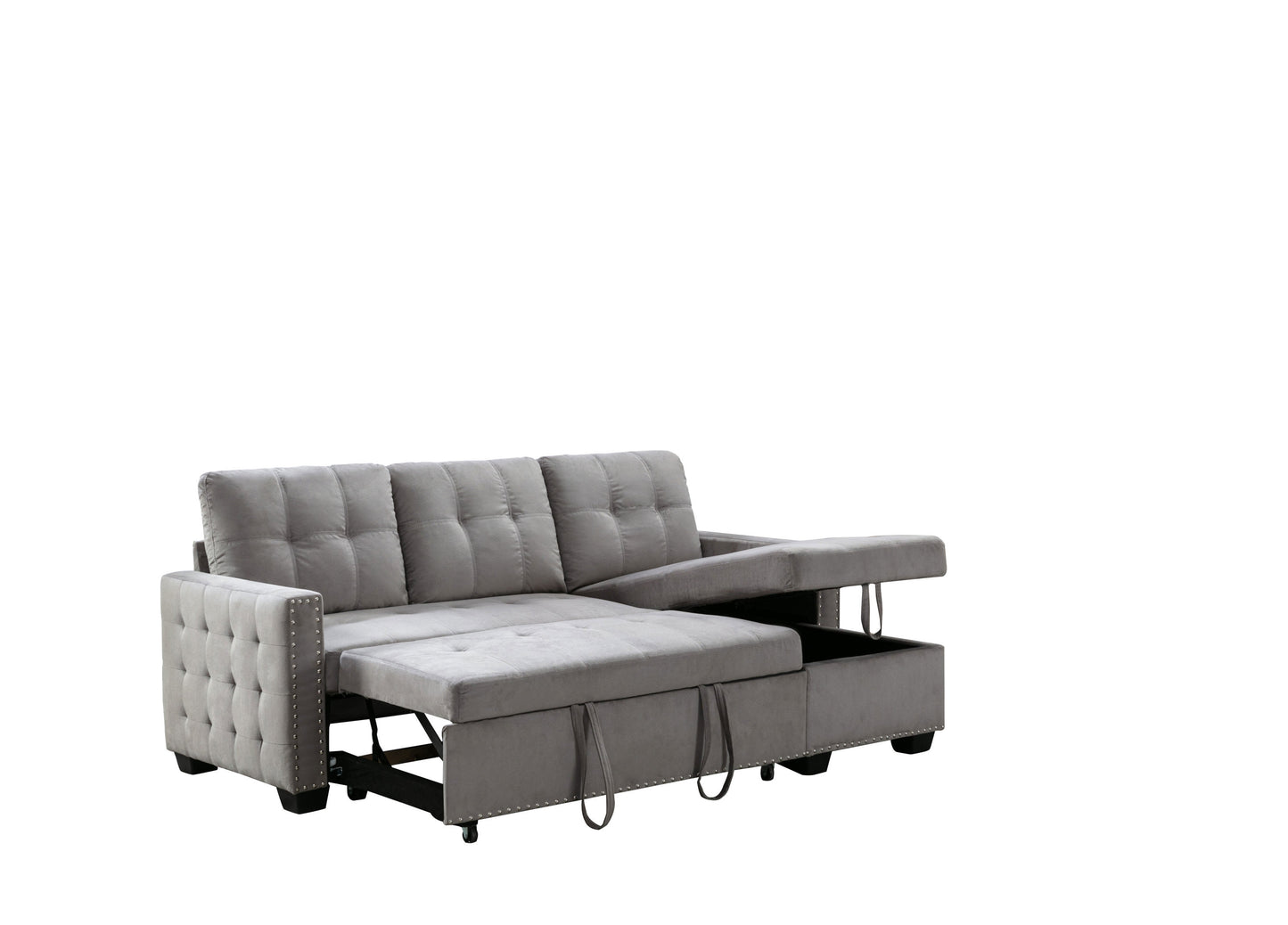 Eki Reversible Sectional Storage Sleeper Sofa Bed - Light Grey