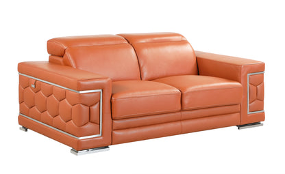 Denzel Top Grain Italian Leather Loveseat - Camel