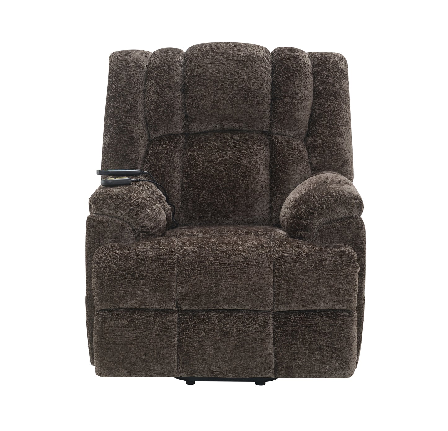 Pacay Velvet Power Recliner w/Lift, Heating & Massage - Brown