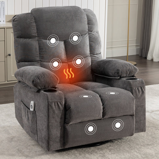 Tulano Oversized Power Recliner with Massage - Gray