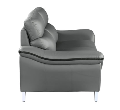 Eden Genuine Leather Loveseat - Gray