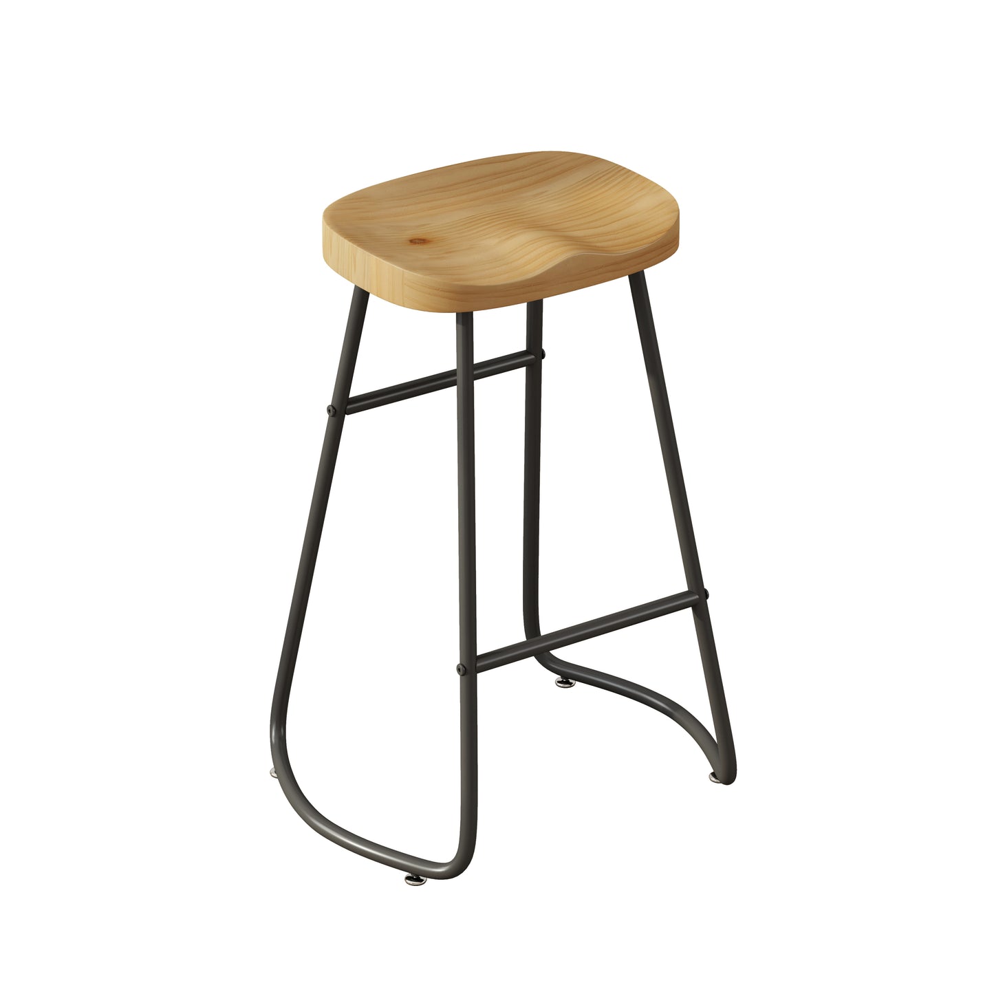 Stylish and Minimalist Bar Stools - Wood  Set of 2